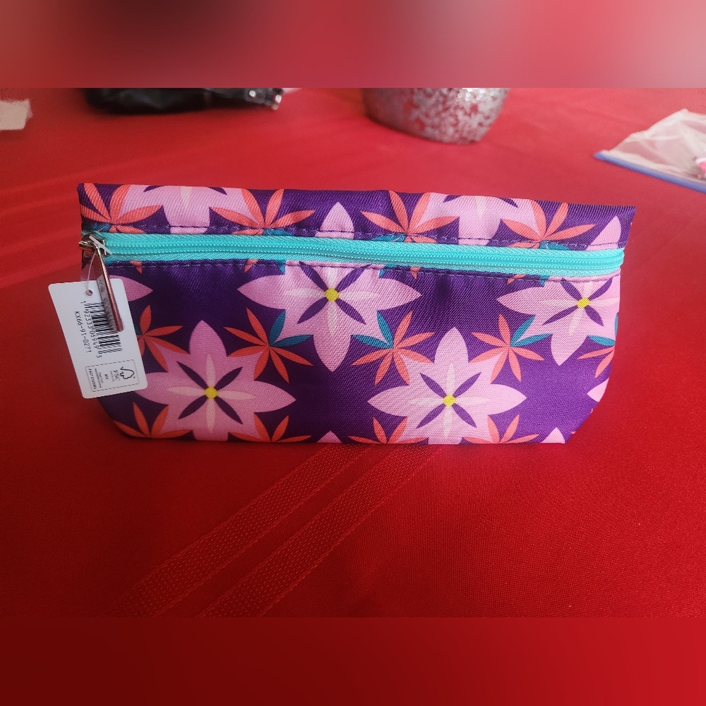 NWT Clinique Floral Purple Cosmetic Bag